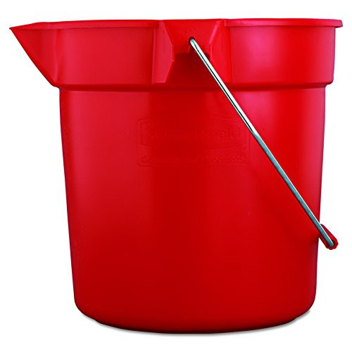 Rubbermaid Commercial Products FG296300RED 10 qt Capacity, 10-1/2" Diameter, 10-1/4" Height, Red Color, Brute High-Density Polyethylene Round Bucket