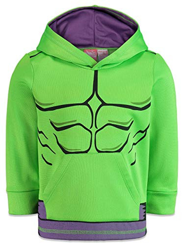 Marvel Hulk Toddler Boys Athletic Fleece Pullover Hoodie Pockets Green 3T