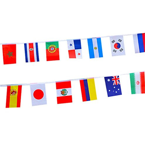 RENZE 2018 World Cup String Flag, Group Match 32 Teams Countries Soccer Decoration Banners for Restaurants, Sport Bars, Game Night, Bar Party Decorations