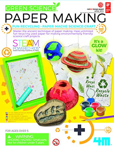 4M Green Science Paper Making Kit from STEAM Powered Kids, Have Recycling and Paper Mache Science Craft, Its A Glow Kit reddot Design Award Winner 2015, Ages 5 plus