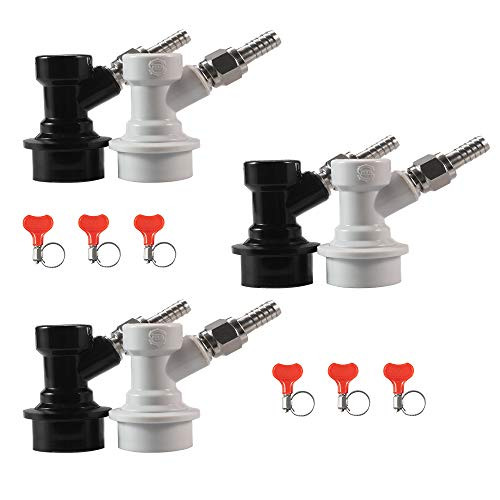 Keg Disconnect Ball Lock MFL -Pack of 3 pair- Ball Lock Quick Disconnect with Swivel Nut and Free Hose Clamp for Homebrewing Beer?Liquid Line LUCKEG