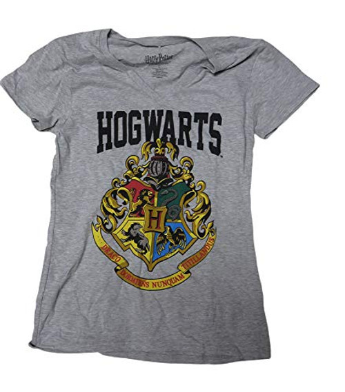 Harry Potter Hogwarts School Crest Juniors Tee T-Shirt Licensed -Medium- Grey Harry Potter Hogwarts School Crest Juniors Tee T-Shirt Licensed -Medium- Grey