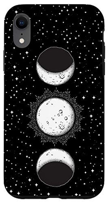 iPhone XR Retro Vintage Witchy Moon Phases  and  Crescent Faces With Stars Case