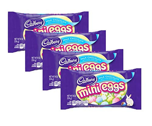 Cadbury Mini Eggs Milk Chocolate With A Crisp Sugar Shell Flavor - Bulk Pack of 4 Bags - 8 oz Per Bag - 32 oz Total - Easter Candy -Milk Chocolate, 4 Bags, 32 oz Total-