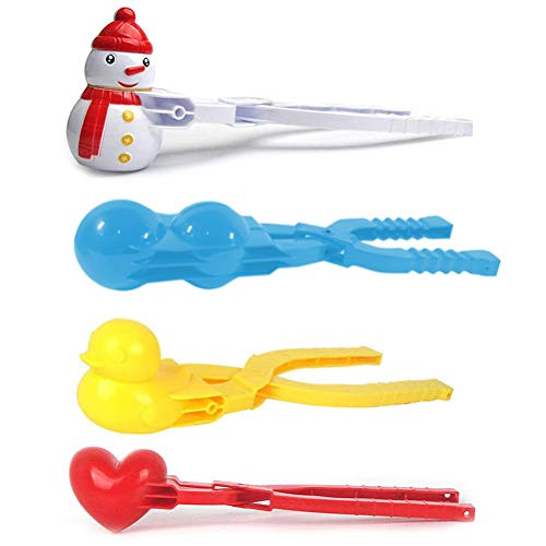 Bestevery Snowball Maker 4 Pack Snowball Clip, Snow Toys for Kids Snowball Maker Tool with Handle for Snow Ball Fights Winter Outdoor Toys Snow Ball Clip Tools Snow Games for Kids