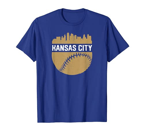 Vintage Downtown Kansas City MO Skyline Baseball T-Shirt