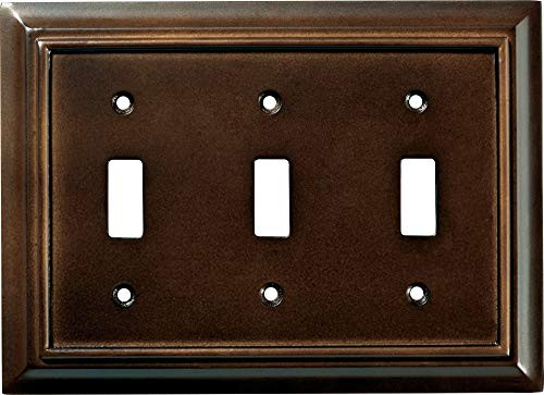 BRAINERD 126344 Wood Architectural Triple Toggle Switch Wall Plate / Switch Plate / Cover, Espresso