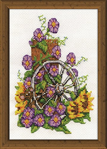 Tobin 2950 14 Count Wagon Wheel Mouse Mini Counted Cross Stitch Kit, 5" by 7", Multicolor