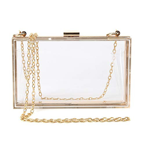 Women Clear Acrylic Box Clutch Bag Stadium Approved Crossbody Purse Evening Shoulder Bag Transparent