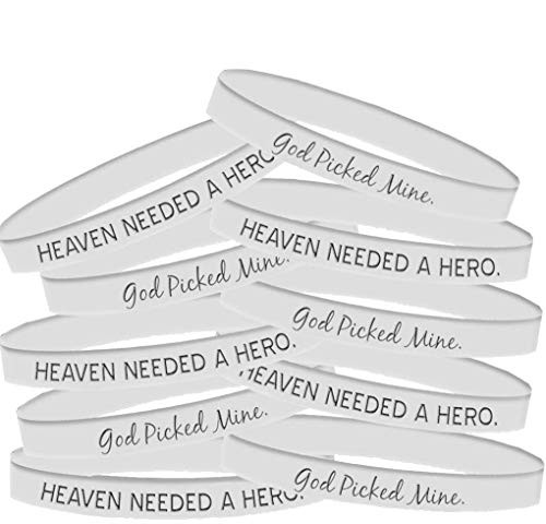 Fight Like a Girl Heaven Needed a Hero God Picked Mine Silicone Wristband Bracelet 10-Pack -White- Fight Like a Girl Heaven Needed a Hero God Picked Mine Silicone Wristband Bracelet 10-Pack -White-