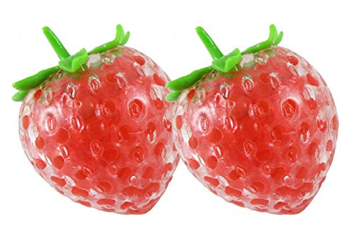 Curious Minds Busy Bags Set of 2 Strawberry Stress Balls - Strawberries Water Bead Filled Squeeze Stress Ball - Sensory, Stress, Fruit Fidget Toy ADD Autism Curious Minds Busy Bags Set of 2 Strawberry Stress Balls - Strawberries Water Bead Filled Squeeze Stress Ball - Sensory, Stress, Fruit Fidget Toy ADD Autism