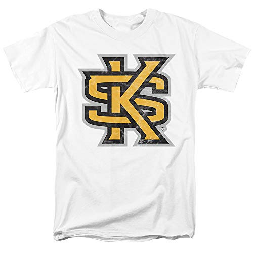 Kennesaw State University Official Distressed Primary Logo Unisex Adult T Shirt, White, Medium
