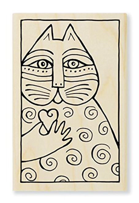 STAMPENDOUS Laurel Burch Wood Rubber Stamp, Cat Love