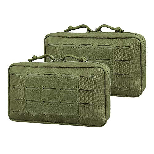 AMYIPO Equipment Multi-Purpose Tactical Molle Admin Pouch EDC Utility Tools Bag Utility Pouches Molle Attachment Military Modular Attachment Small Pouch -Green - 2pcs-