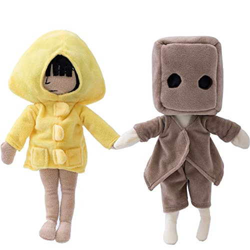 11.8 Little Nightmares 2 Plushies, 2 Pcs Little Nightmares Six and Mono Plush Toy Doll Idea Gift for Kids Girls Boy Children Game Fans -Six  and Mono-