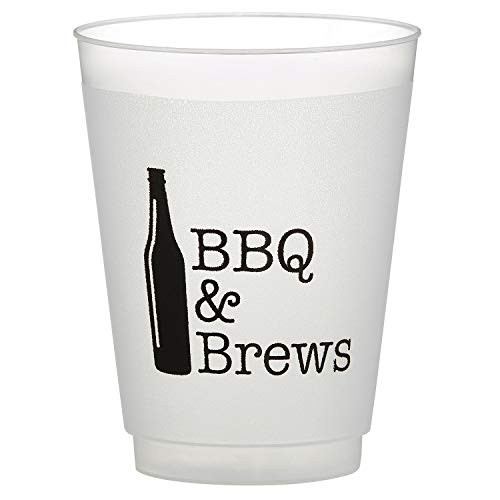 CB Gift D2202 Sips Drinkware Frosted Plastic Cups, 8-Count, BBQ Brews