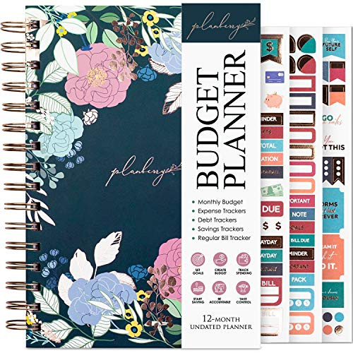 PLANBERRY Budget Planner  Undated Monthly Finance Organizer  Financial Planner for Money Budgeting with Expense  and  Bill Tracker - 6.3x8.5? Hardcover -Spring Bloom-