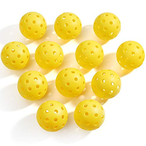 HAIXING Pickleball Balls, Premium Indoor and Outdoor Pickle Balls  26 and 40 Holes Durable and High Visibility for Pickleball Games -12 Packs-