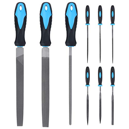 OCR 9Pcs Metal File Set for Metal ,Wood Rasp for Woodworking, Carbon Steel Metal Hand File Set Includes Flat/Round/Half Round Files  and  6pcs Needle Files Set for Carpentry, Perfect Shaping Tool