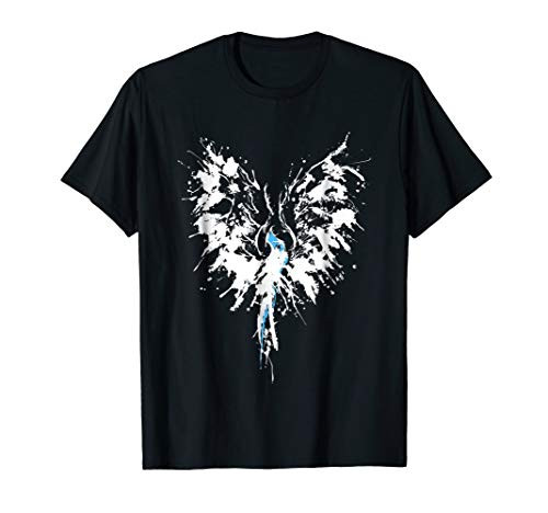 Abstract Inkblot Phoenix - Artistic White  and  Blue Watercolor