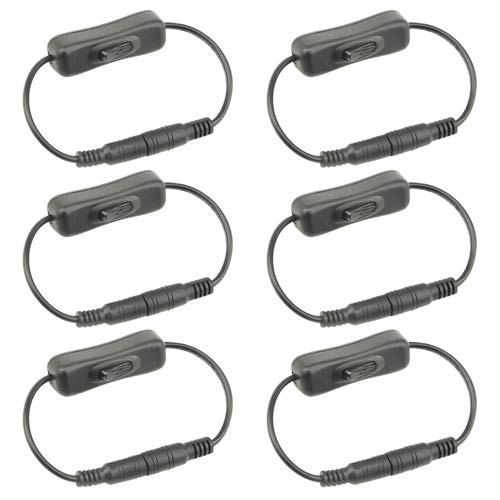 WMYCONGCONG 6 PCS DC 12V Inline On Off Toggle Rocker Switch w/ 5.5 x 2.1mm DC Jack Male to Female Power Adapter Connector for Led Strip Light CCTV Camera