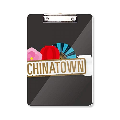 Flower Lantern Fan Brown China Town Clipboard Folder Writing Pad Backing Plate A4