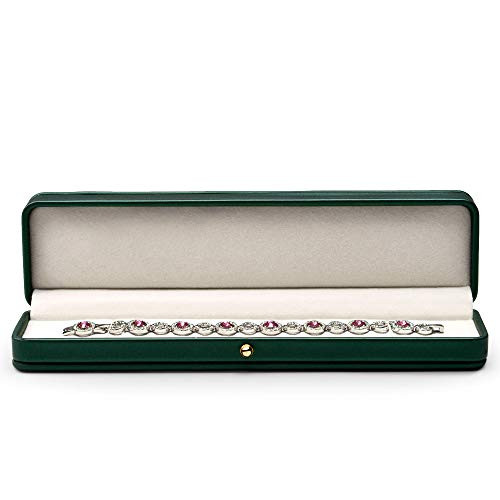 Oirlv Blackish Green Faux Leather Bracelet Necklace Storage Box Velvet Interior Gift Case for Chain Jewelry Showcase Necklace Holder