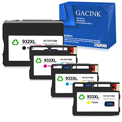 GACINK Compatible Ink Cartridge for HP 932XL 933XL 932 933 Ink Cartridges Combo Pack High Yield for HP Officejet 6100 6600 6700 7110 7610 7612 Printer -4-Pack-