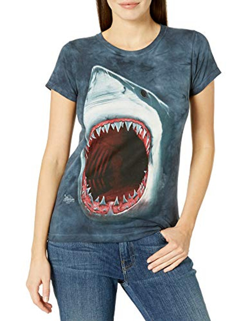 The Mountain Shark Bite Adult Woman's T-Shirt, Blue, Small The Mountain Shark Bite Adult Woman's T-Shirt, Blue, Small