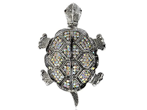 Alilang Silvery Tone Iridescent Colored Rhinestones Turtle Tortoise Brooch Pin Alilang Silvery Tone Iridescent Colored Rhinestones Turtle Tortoise Brooch Pin