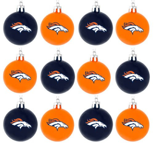 FOCO NFL Denver Broncos 12 Pack Ball Hanging Tree Holiday Ornament Set12 Pack Ball Hanging Tree Holiday Ornament Set, Team Color, One Size