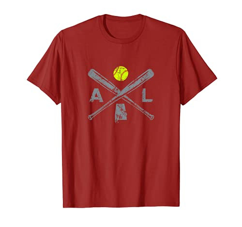 Alabama Softball Bats and Ball Retro Style Softball Player T-Shirt Alabama Softball Bats and Ball Retro Style Softball Player T-Shirt