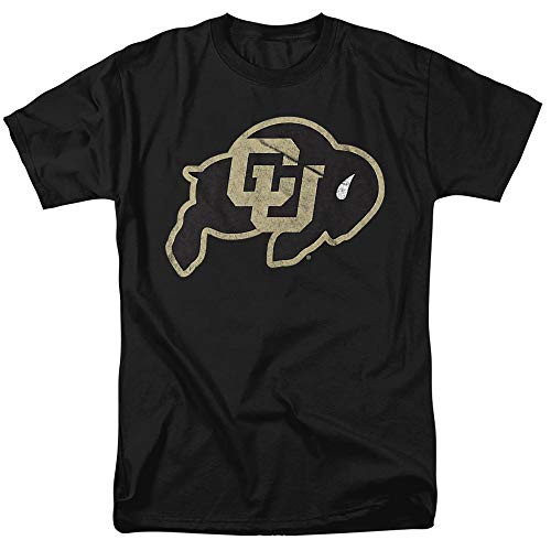 University of Colorado Official Distressed Primary Unisex Adult T Shirt, Black, Large University of Colorado Official Distressed Primary Unisex Adult T Shirt, Black, Large