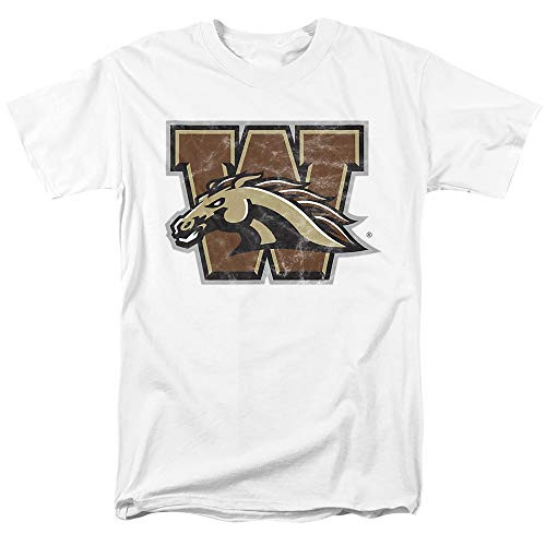 Western Michigan University Official Distressed Primary Unisex Adult T Shirt, White, Small Western Michigan University Official Distressed Primary Unisex Adult T Shirt, White, Small