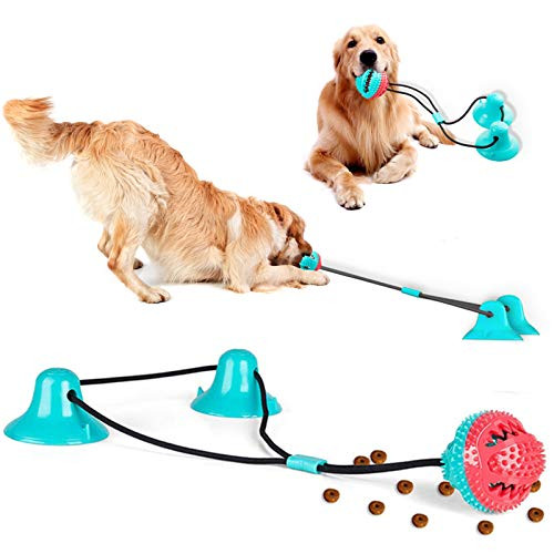 Dog Chew Suction Cup Tug of War Toys, Dog Rope Ball Toys for Chewing, Pet Tug Toys for Middle Small Dogs Dental Care, Teeth Cleaning and Food Dispensing