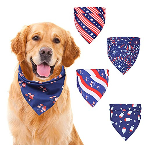 White Berry 5 Pack American Flag Dog Bandanas, Patriotic 4th of July Dog Bandana, Independence Day Dog Puppy Triangle Bibs Scarf for Small Medium Large Dogs Cats, Festival Accessories White Berry 5 Pack American Flag Dog Bandanas, Patriotic 4th of July Dog Bandana, Independence Day Dog Puppy Triangle Bibs Scarf for Small Medium Large Dogs Cats, Festival Accessories