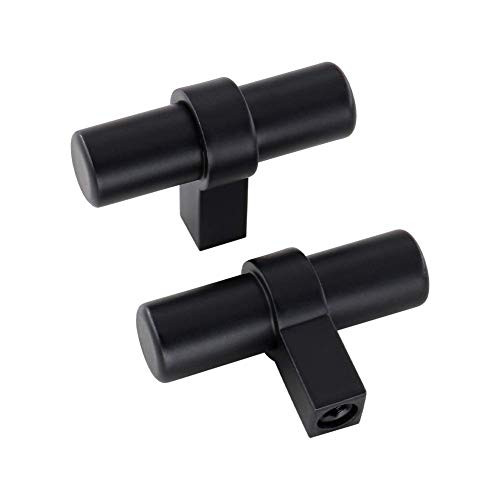 Kitchen Bar Knobs T-Bar Cabinet Knobs Black Knobs for Dresser Drawers - LST16BK Matte Black Drawer Knobs Modern Cabinet Door Hardware, Stainless Steel Lepatape 10 Pack