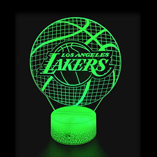 Okurimono 3D Lakers Basketball Lamp Night Light, 3D Illusion LED 7 Color Changing USB Touch Sensor Table Lamp for Children Gift -Lakers Basketball-