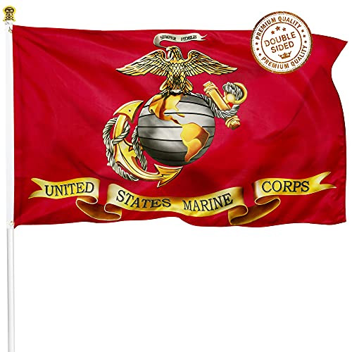 XIFAN Premium Flag for US Marine Corps USMC Flag 3x5 Ft Double Sided Double Stitched Military Veteran Flag for Indoor Outdoor Decoration