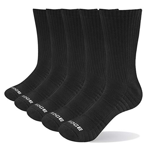 YUEDGE Women's 5-Pack Work Boot Socks Performance Moisture Wicking Cotton Sports Athletic Workout Training Cushion Crew Socks-Black, X-Large- YUEDGE Women's 5-Pack Work Boot Socks Performance Moisture Wicking Cotton Sports Athletic Workout Training Cushion Crew Socks-Black, X-Large-