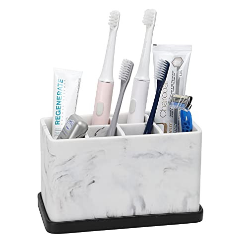 ZCCZ Toothbrush Holder, Marble Look Electric Toothbrush and Toothpaste Holder Stand Bathroom Organizer for Toothbrush, Toothpaste, Dental Floss, Razor, Comb, Makeup Brushes and More ZCCZ Toothbrush Holder, Marble Look Electric Toothbrush and Toothpaste Holder Stand Bathroom Organizer for Toothbrush, Toothpaste, Dental Floss, Razor, Comb, Makeup Brushes and More