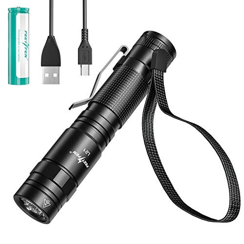 PEETPEN LED Flashlight USB Rechargeable Flashlights High Lumen Super Bright Tactical Flashlight, 5 Modes With Memory, EDC Pocket Light Waterproof IPX6 Torch Suitable For Hiking, Camping