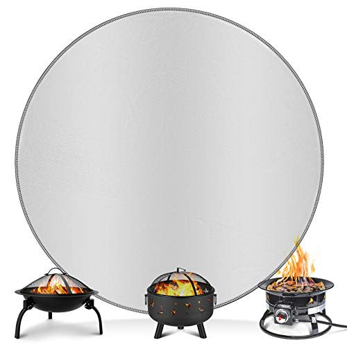 24 Fire Resistant Mat, Round Fireproof Mat for Outdoor Patio and Deck Fire Pit, Heat Shield Fire Pit Mat for Grass, Ground, Wood Floor, Chiminea, Bonfires and BBQ with Fire Retardant Material