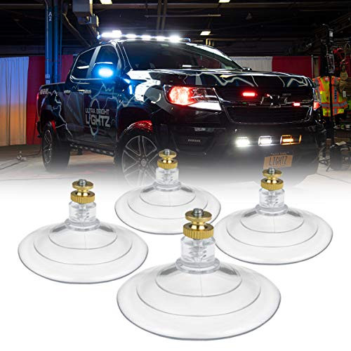 Ultra Bright Lightz Large Threaded Replacement Suction Cups - Dash Light Stick Light Windshield Mount Emergency Vehicle Warning Lights -Set of 4-