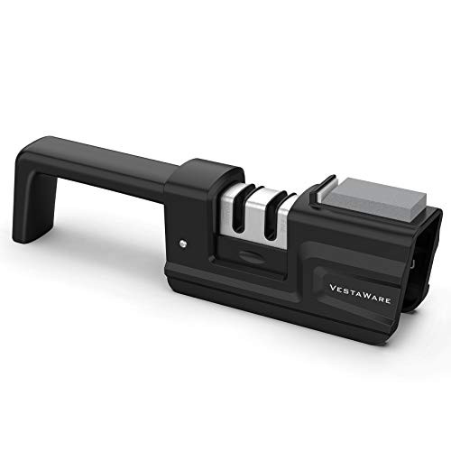 Kitchen Knife Sharpener, Suitable for Scissors and Kitchen Knives, Professional Knife Sharpener, Knife Sharpener Stone, Makes Your Knives Sharper -Black-