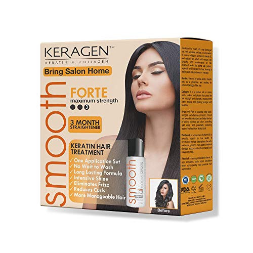 Keragen Brazilian Keratin Hair Smoothing Treatment Express Home Kit Blowout Straightening System with 2oz Forte Treatment, 2oz Clarifying Shampoo and Aftercare Samples Keragen Brazilian Keratin Hair Smoothing Treatment Express Home Kit Blowout Straightening System with 2oz Forte Treatment, 2oz Clarifying Shampoo and Aftercare Samples