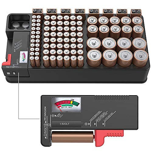 ZeroDark Battery Storage Organizer Case with Battery Tester, Holds 110 Batteries Various Sizes