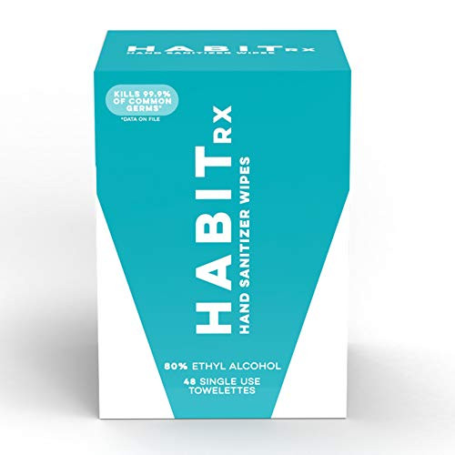 HABITRX Hand Wipes 80 percent Alcohol, Kills 99.9 percent Common Germs, 48 count HABITRX Hand Wipes 80 percent Alcohol, Kills 99.9 percent Common Germs, 48 count