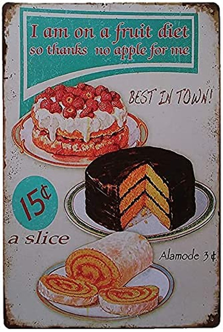 EDDIOAN Fruit Diet Best in Town Funny Tin Sign Bar Pub Garage Diner Cafe Home Wall Decor Art 8X12 Inch EDDIOAN Fruit Diet Best in Town Funny Tin Sign Bar Pub Garage Diner Cafe Home Wall Decor Art 8X12 Inch