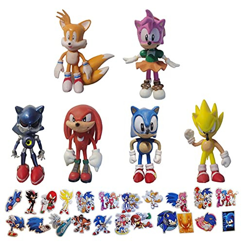 Sonic figure 6pcs/lot Cake decoration or gift for Sonic the Hedgehog fans